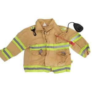 Teetot Kids Firefighter Costume Jacket Tan Reflective Fire Dept Size 3-4